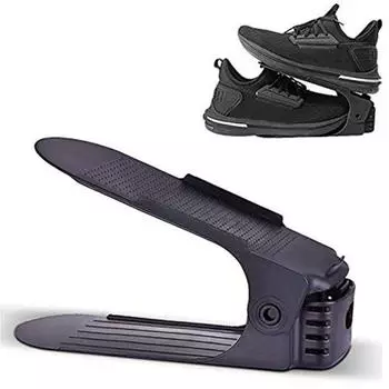 10 шт. регулируемая двухслойная полка для обуви, держатель для хранения, органайзер, подставка чёрный