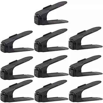 10 шт. регулируемая двухслойная полка для обуви, держатель для хранения, органайзер, подставка чёрный