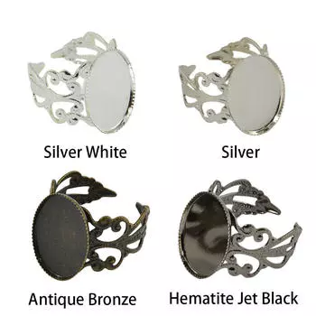 10 шт. регулируемый латунный пустой ободок с филигранным цветочным кольцом DIY Изготовление чёрный