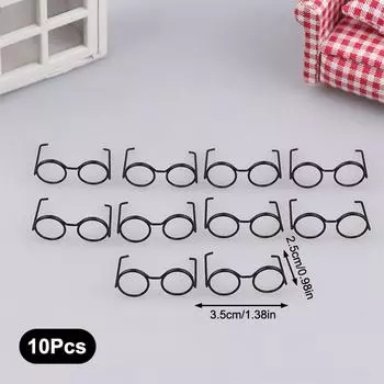 10 шт. ретро мини металлические круглые очки для кукол оправа без линз миниатюрные очки отлично подходят для плюшевых кукол украшения аксессуары 10pcs black