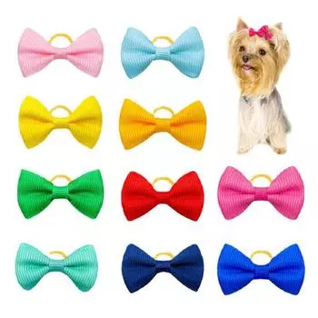 10 шт., резинки для волос для домашних животных, привлекательные яркие цвета, милые бантики для собак с бантом для домашних животных