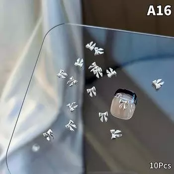 10 шт. роскошных кавайных бантиков для ногтей, 3D японский сплав, галстук-бабочка, украшения для ногтей, стразы, аксессуары для самостоятельного изготовления A16