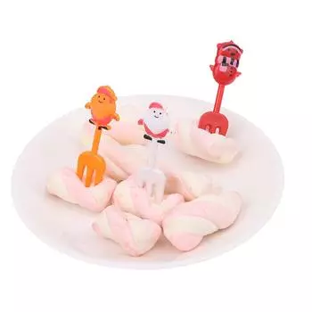 10 шт. Рождественская фруктовая вилка, вилка для нарезанных фруктов, пластиковая мини-зубочистка, вилки для торта, бенто, обеда, аксессуары для инструментов