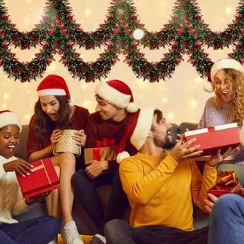 10 шт. Рождественская гирлянда из мишуры, металлическая гирлянда из мишуры, блестящая рождественская елка, подвесные украшения для свадьбы, дня рождения, вечеринки, принадлежности B