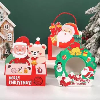 10 шт., рождественская ручная упаковочная коробка, идеально подходит для печенья, конфет и праздничных сувениров 10pcs зелёный