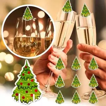 10 шт. Рождественская шляпа Navida Noel, открытка на бокал вина, открытка на бокал красного вина, вставка в бокал с рогом оленя