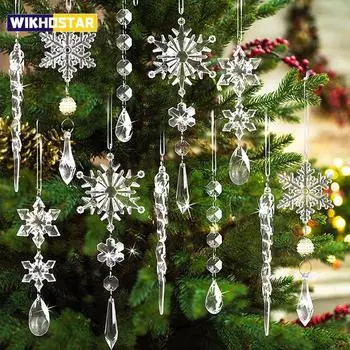 10 шт. рождественские акриловые снежинки имитация льда подвески елочные подвески новогоднее рождественское украшение для дома