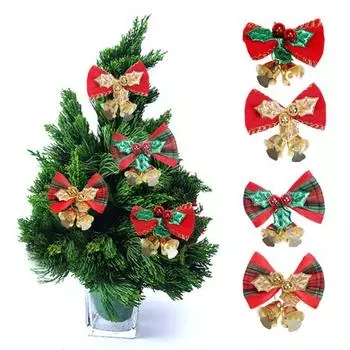 10 шт. Рождественские банты, тканевые банты с подвеской-колокольчиком, рождественские декоративные подвески на Рождество B