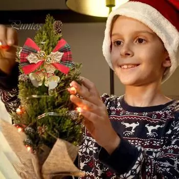 10 шт. Рождественские банты, тканевые банты с подвесками-колокольчиками, рождественские декоративные подвески для рождественской елки, праздничные принадлежности для вечеринок