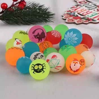 10 шт. рождественские/хэллоуинские светящиеся в темноте эластичные мячи-игрушки резиновые твердые прыгающие мячи для вечеринок декоративные реквизиты детские подарки