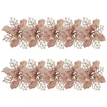 10 шт. Рождественские искусственные цветы пластиковые подвесные DIY для вечеринок праздничные принадлежности золотой