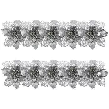 10 шт. рождественские искусственные цветы пластиковые подвесные прочные для вечеринок праздничные принадлежности золотой