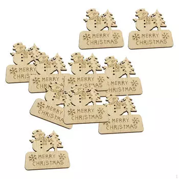 10 шт., рождественские ломтики дерева, незаконченные деревянные вырезы, фигурка с веревочными подвесками для рукоделия Snowman