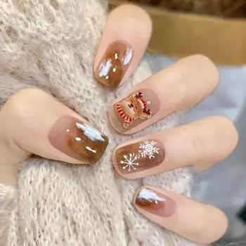 10 шт. Рождественские мультяшные елки, колокольчики для ногтей, Санта-Клаус, 3D Kawaii, украшения для ногтей на год