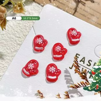 10 шт. рождественские мультяшные украшения для ногтей Санта-Клаус, лось, колокольчик, дерево, смоляные подвески для ногтей, милые украшения, аксессуары для украшения вечеринки