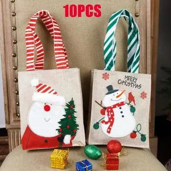 10 шт. Рождественские подарочные пакеты Рождественские сумки для яблок Сумки для конфет Рождественские подарки Рождественские украшения 1PC красный