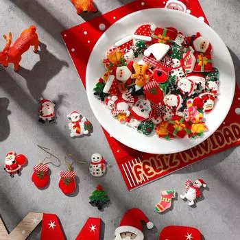 10 шт. Рождественские подвески из смолы для поделок Бусины-подвески в виде слизи с плоской задней поверхностью Смоляные принадлежности Мини рождественские украшения Поделок Украшения для скрапбукинга своими руками