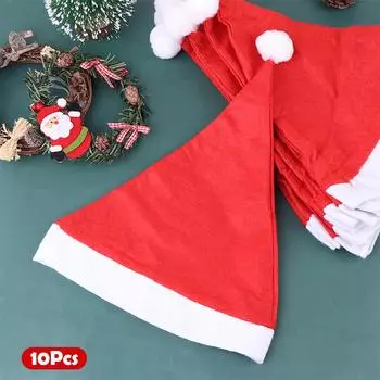 10 шт. рождественские шапки Санта-Клауса шапки кепки Веселые рождественские украшения для фестиваля Новый год Рождество вечеринка Декор поставки 10Pcs Children hats