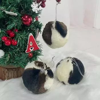 10 шт., рождественские шары с рисунком коровы, искусственный мех, коровий шар, подвесное украшение, плюшевые шары, украшение на рождественскую елку для фермерского дома, праздничный декор 10pcs