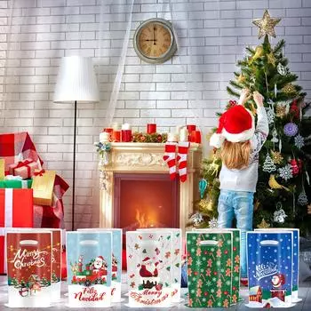 10 шт. Рождественские сумки Санта-Клауса, сумочка со снеговиком, рождественское печенье, конфеты, упаковка для рождественских подарков, веселое рождественское украшение 10pcs
