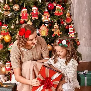 10 шт. Рождественские украшения, пряничные куклы, рождественские елочные украшения, пластиковые подвесные фигурки для праздничного домашнего декора A