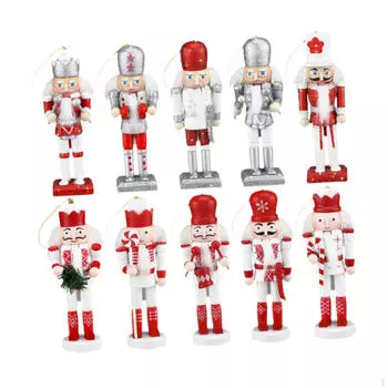 10 шт. Рождественские украшения в виде Щелкунчика, фигурки из дерева, мультяшные подарки, кукла