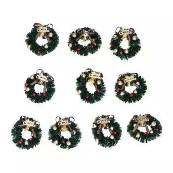 10 шт. рождественские венки миниатюрные модели сцен кукольные домики аксессуары для детей старше 3 лет