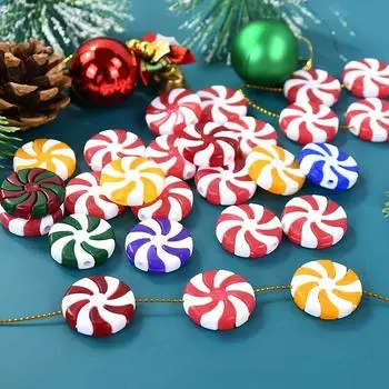 10 шт. Рождественский акриловый красный белый конфетный орнамент DIY Xmas Tree Подвесной кулон 2024 Рождественское украшение для дома Новогодние подарки