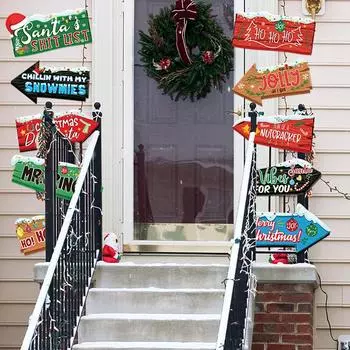 10 шт. Рождественский мультяшный указатель направления рождественской вечеринки бумажный знак набор рождественских украшений