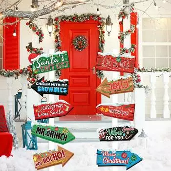 10 шт. Рождественский мультяшный указатель направления рождественской вечеринки бумажный знак набор рождественских украшений