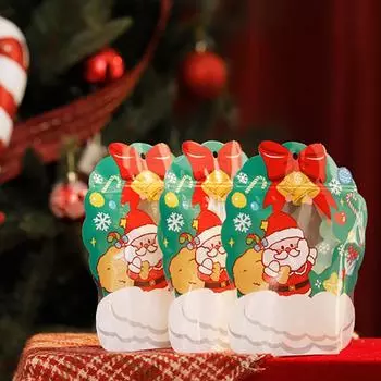 10 шт. Рождественский подарочный пакет для конфет, шоколада, печенья, нуги, бисквита, упаковка, подарочная елка, Санта-Клаус, пакеты на молнии