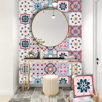 10 шт. розовая романтическая плитка, настенная наклейка, кухонный фартук, шкаф, ремонт ванной комнаты, водостойкие художественные наклейки на стены 10cmX10cmX10pcs