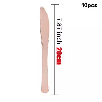 10 шт. розово-золотой пластиковой одноразовой посуды десертные ножи вилки ложки свадьба день рождения украшения вечеринки столовые приборы 18.8cm
