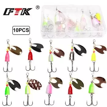 10 шт. рыболовная приманка, приманка для окуня, форели, лосося, набор из твердого металла с коробками для снастей 10pcs-4.5g/5g/8g