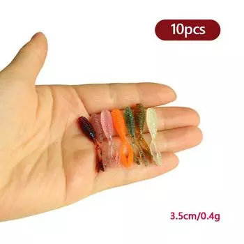 10 шт., рыболовные приманки, мини-двойной хвост, корень, мягкая приманка для рыбалки, маленькие мягкие насекомые, бионическая приманка 3.5cm/0.4g/10pcs