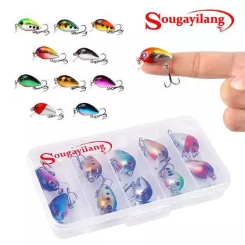 10 шт., рыболовные приманки с пластиковой коробкой, рыболовные снасти для гольяна, окуня, крючки, приманки, воблер