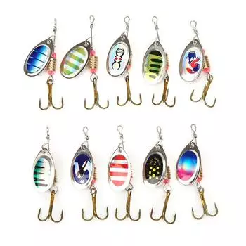 10 шт. рыболовных приманок Topwater Soft Hard Spinnerbait Set Lifelike Bass Spoon Baits