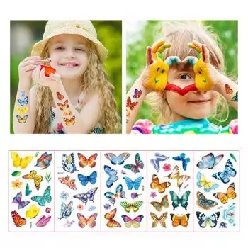 10 шт. съемные наклейки для татуировок с различными узорами, четкое изображение, декоративные самодельные яркие цвета, временные наклейки для татуировки бабочки для тела, унисекс Buttefly