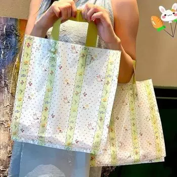 10 шт. с красивым дизайном кролика Ins хозяйственные сумки многоразовые мятно-зеленые сумки-тоут с кроликом милая подарочная упаковка многоразмерные варианты 25x30cm