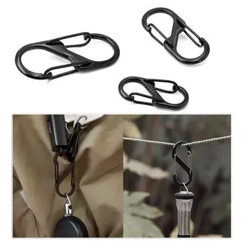 10 шт. S-образный карабин, металлические двойные карабины, карабин, брелок, маленькие пружинные зажимы для кемпинга, рыбалки, путешествий S