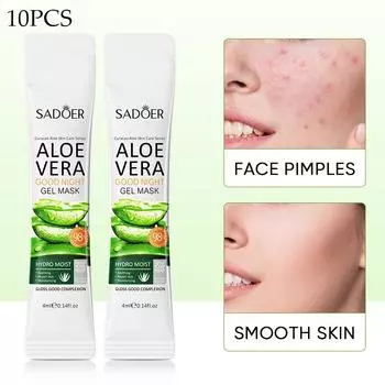 10 шт. SADOER алоэ вера гель-маска для спокойной ночи, увлажняющая маска для сна для лица 10pcs