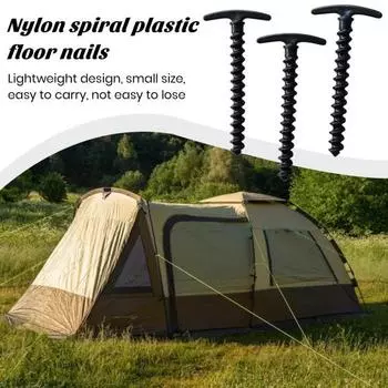 10 шт., садовые гвозди, анкерные шипы, высокопрочные, простые в установке, спиральный дизайн, нейлоновые колышки для навеса, аксессуары для палаток чёрный