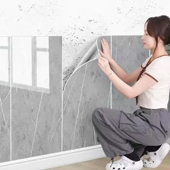 10 шт. самоклеящаяся наклейка на плитку для украшения стены туалета водонепроницаемая и анти-реальная мраморная алюминиево-пластиковая панель на стену 10pcs