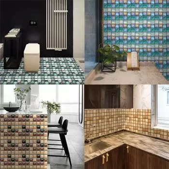 10 шт. Самоклеящаяся ванная комната, кухонный декор, домашняя стена, 3D наклейка на плитку разноцветный