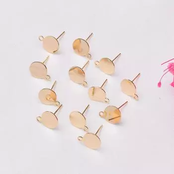 10 шт. Серьги-гвоздики из чистого серебра S925 пробы, серьги с плоским дном, обернутые в 14-каратное золото, с подвесками, аксессуары для сережек ручной работы, игла с плоским дном F85 bottom bracket 6mm