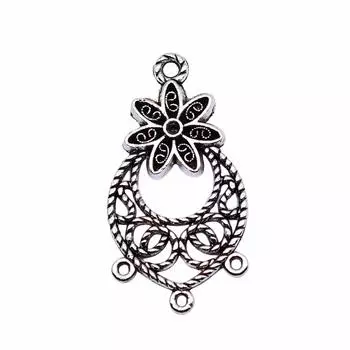 10 шт., серьги-капли с цветком, разъем для ювелирных изделий, аксессуары, античное серебро, цвет цинкового сплава, 29X15 мм