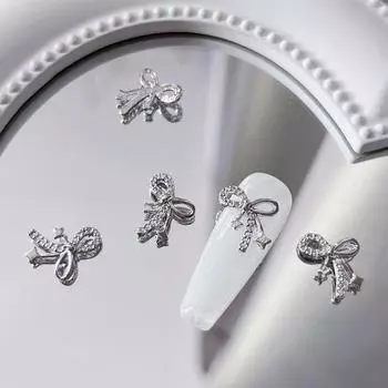 10 шт. серебро ретро галстук-бабочка подвески банты лента сплав дизайн ногтей подвески украшения маникюр металлические подвески Diy салон ювелирных изделий as the picture