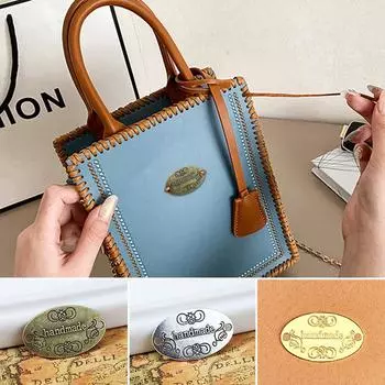 10 шт. серебряная бирка ручной работы с двойным отверстием, металлические бирки ручной работы, этикетки из сплава, бант, винтажные для одежды