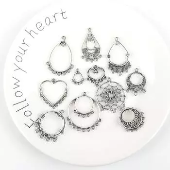 10 шт., серебряные подвески из цинкового сплава с несколькими отверстиями для изготовления ювелирных изделий, серьги «сделай сам», браслет на шею 10*15mm 10pcs серебряный
