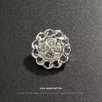 10 шт. серебряные пуговицы женская одежда куртка шуба алмазные декоративные металлические пуговицы высококачественные аксессуары для пуговиц 1#